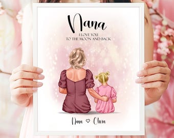Christmas Gift For Nana Gift Grandparent Gift Personalized Grandma Gift From Grandkid Custom Family Portrait Illustration Family Gift