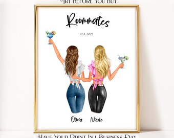 College Dorm Decor For Girls Custom Roommate Gift Personalized Room Wall Art Poster Apartment Welcome Sign Print Decoration Roomie Gift Idea