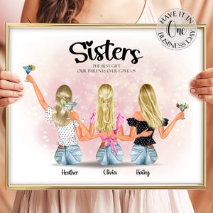 Customized Sister Gifts For Christmas 3 Sisters Print Personalized Gift For Three Sisters Gift From Sister Birthday Gift To Sisters Portrait