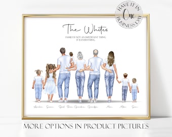 Custom Family Portrait Illustration Personalized Family Portrait With Pets Family Picture Custom Portrait Personalized Gift Family Drawing