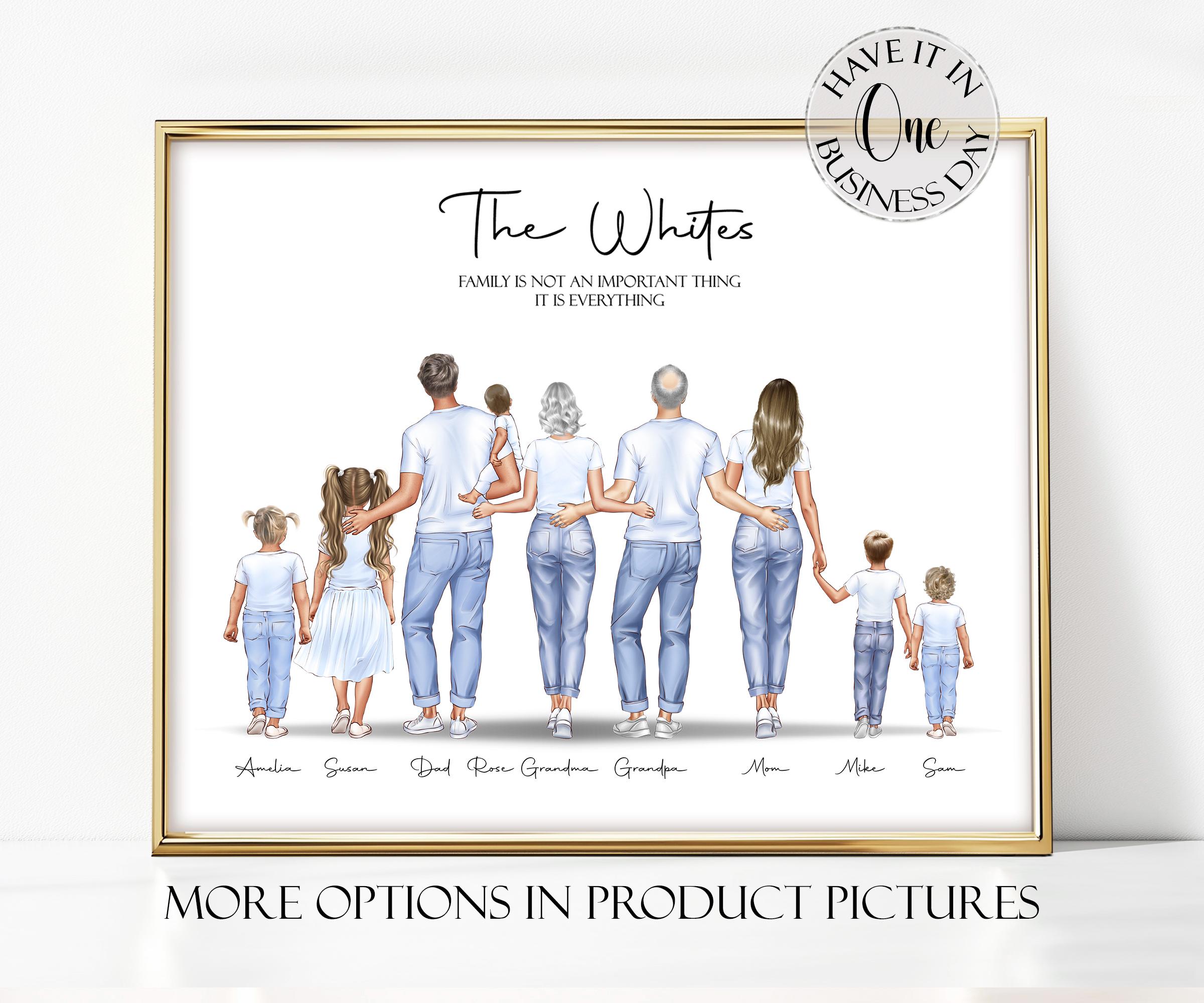 Custom Family Portrait Illustration Personalized Family Portrait With Pets Family Picture Custom Portrait Personalized Gift Family Drawing