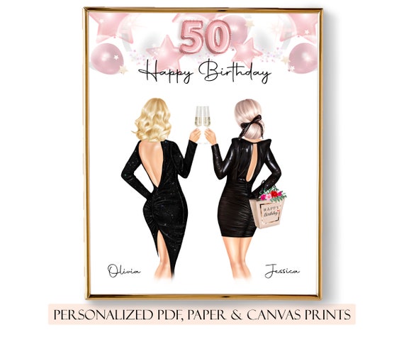 Women 50 Years Old And Fabulous Happy 50th Birthday print | Greeting Card