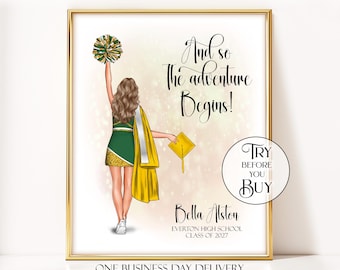 Custom Senior Cheer Gift Personalized Cheer Graduation Print Senior Night Portrait Cheerleading Poster Cheer Girl Photo Graduate Picture