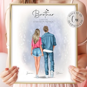 Sister Brother Gift Personalized Brother Gift From Sister Customized Sister Gift From Brother Custom Brother Sister Gift Siblings Portrait