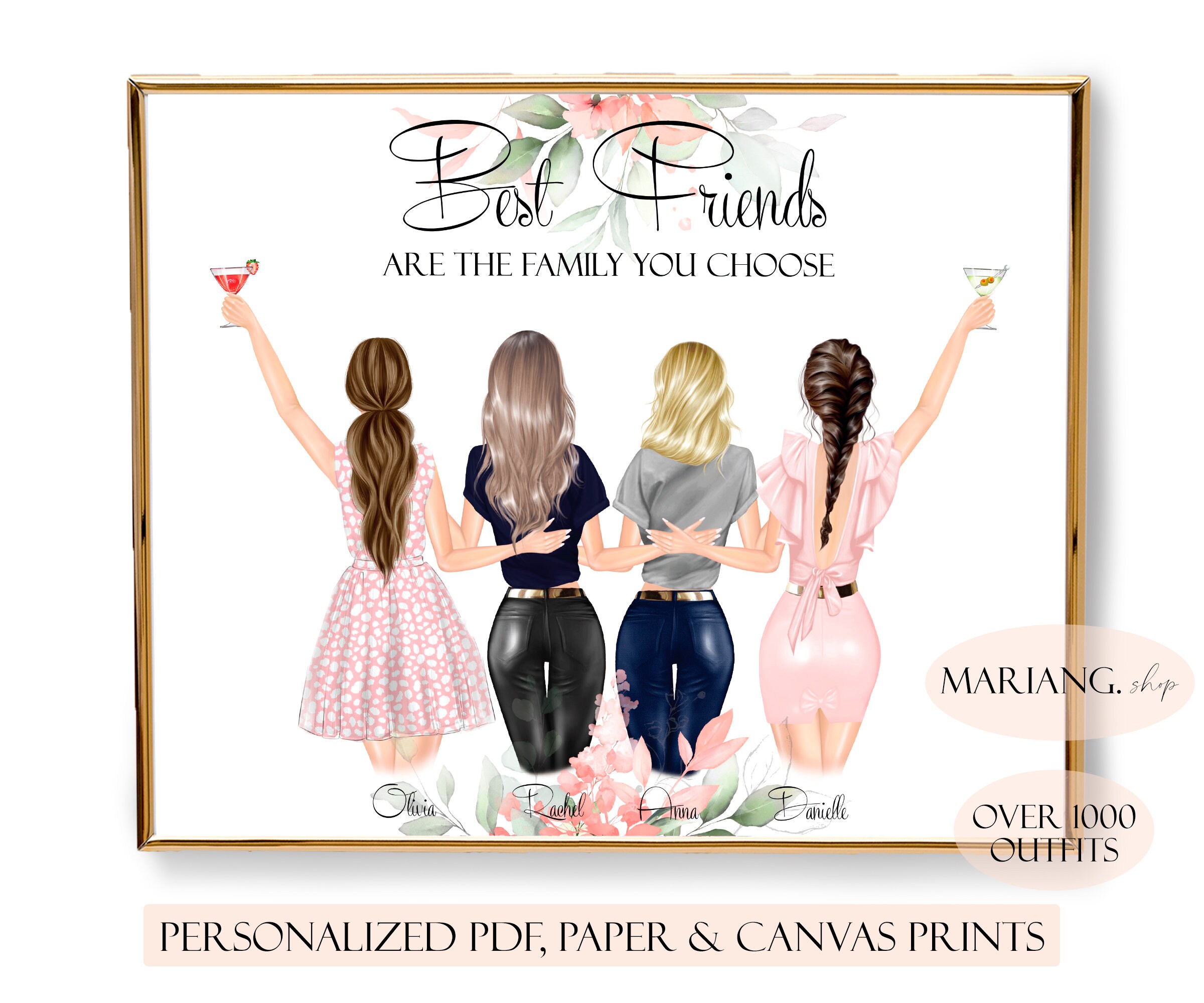 4 Besties Print Four Best Friends Picture Four Besties Gifts 4 Etsy