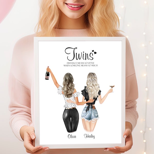 Personalized Twins Gift Twin Sister Gift Twin Gifts For Adults Twin Sister Birthday Gift Happy Birthday Gift From Twin Sister
