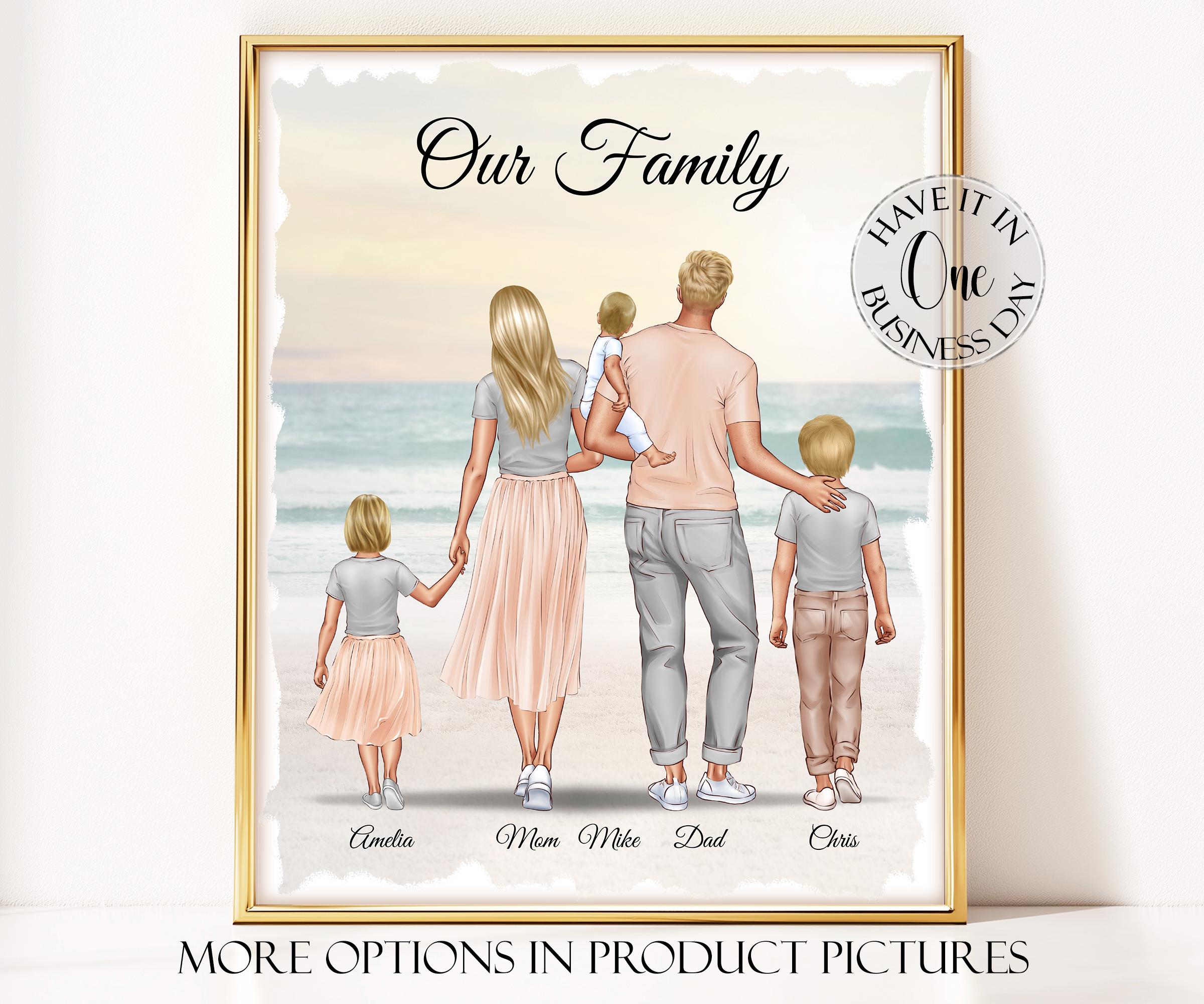 Beach Family Picture With Pets New Family Drawing New Home Family Gift Custom Family Portrait Illustration Personalized Gifts Family Print