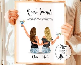 Personalized Long Distance Gift, Moving Away Best Friend Gifts, Custom Friendship Gifts BFF Print