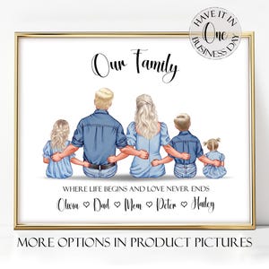 Personalized Family Gift Custom Family Portrait Personalized Family Wall Art Family Print Personalized Gift For Home Family Wall Decor
