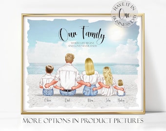 Personalized Gifts Family Gift Personalized Family Print Custom Family Portrait With Pets Personalized Family Portrait Illustration Wall Art