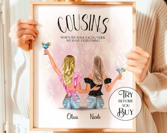 Cousin Birthday Gift For Her Custom Cousin Gifts For Women Personalized Gift For Cousin From Cousin Customized Cousins Print Wall Art