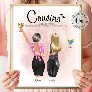 Custom Birthday Gift For Cousin Portrait Personalized Cousin Gift Customized Cousin Print Personalised Cousins Picture Cousins Art