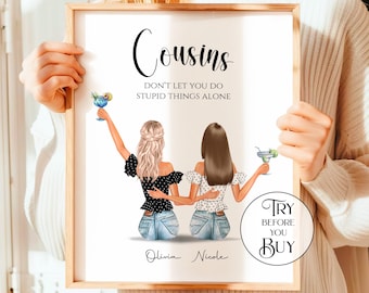 Personalized Meaningful Cousin Print For Her, Sentimental Cousin Gift Birthday, Custom Cousin Birthday Gift Women, Unique Cousins Wall Art