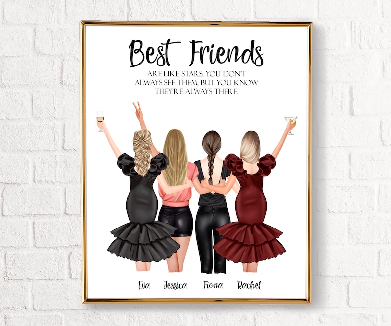 Four Best Friends Print Gifts Custom Gift For 4 Best Friends Etsy