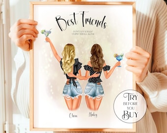 Best Friend Gifts For Her Birthday - Custom Portrait Gift