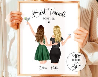 Personalized Gifts For Women, Custom Portrait Gift For Her Best Friend Woman Print