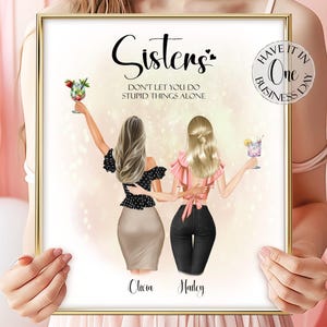 Ritratto personalizzato della sorella, immagine personalizzata della sorella, stampa personalizzata della sorella, regalo personalizzato della sorella, regalo di compleanno della sorella per la sorella, regali di compleanno