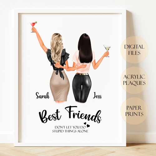Personalized Gift Custom Best Friends Portrait Best Friend Etsy