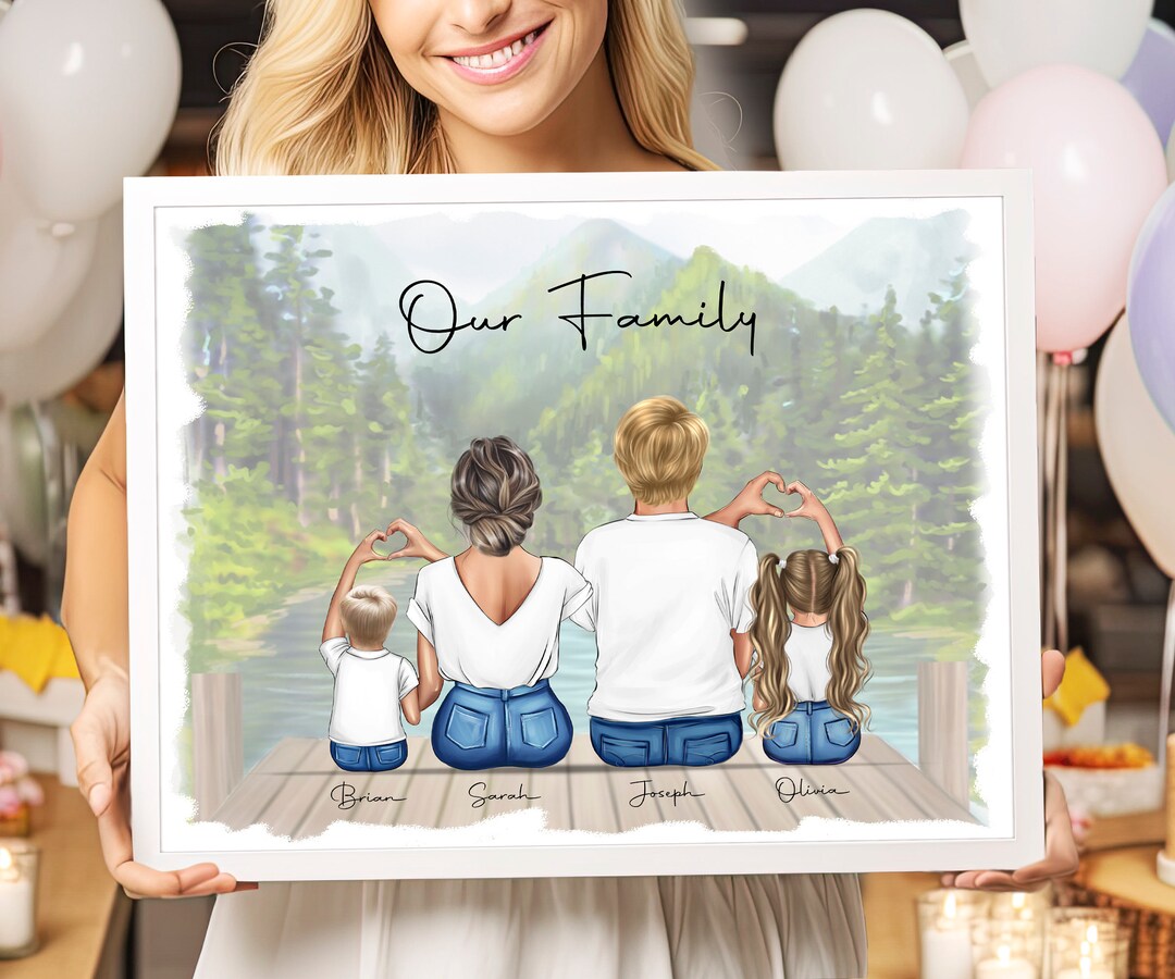 Family Wall Decor Family Wall Art Print Family Portrait Illustration