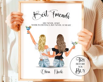 Moving Away Best Friend Gifts, Personalized Long Distance Gift, Custom Friendship Gifts BFF Print