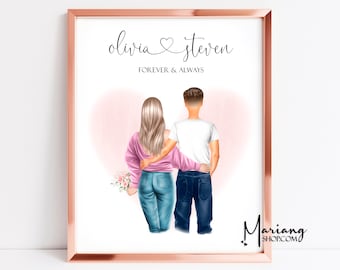 Personalised Couple Print Couples Gift Gift for Her Boyfriend Girlfriend Print Customised Couple Gift Anniversary Gift Birthday Gifts Men