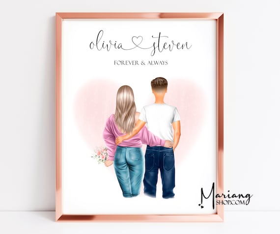 Impresión personalizada de pareja, regalo para parejas, regalo