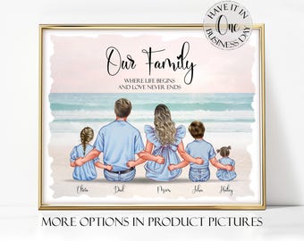 Personalized Family Prints, Custom Family Portrait Art
