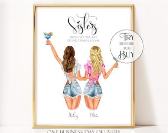 Christmas Gift For Sister, Personalized Sister Christmas Print, Custom Sister Holiday Gift For Her, Sister Xmas Wall Art Digital Download