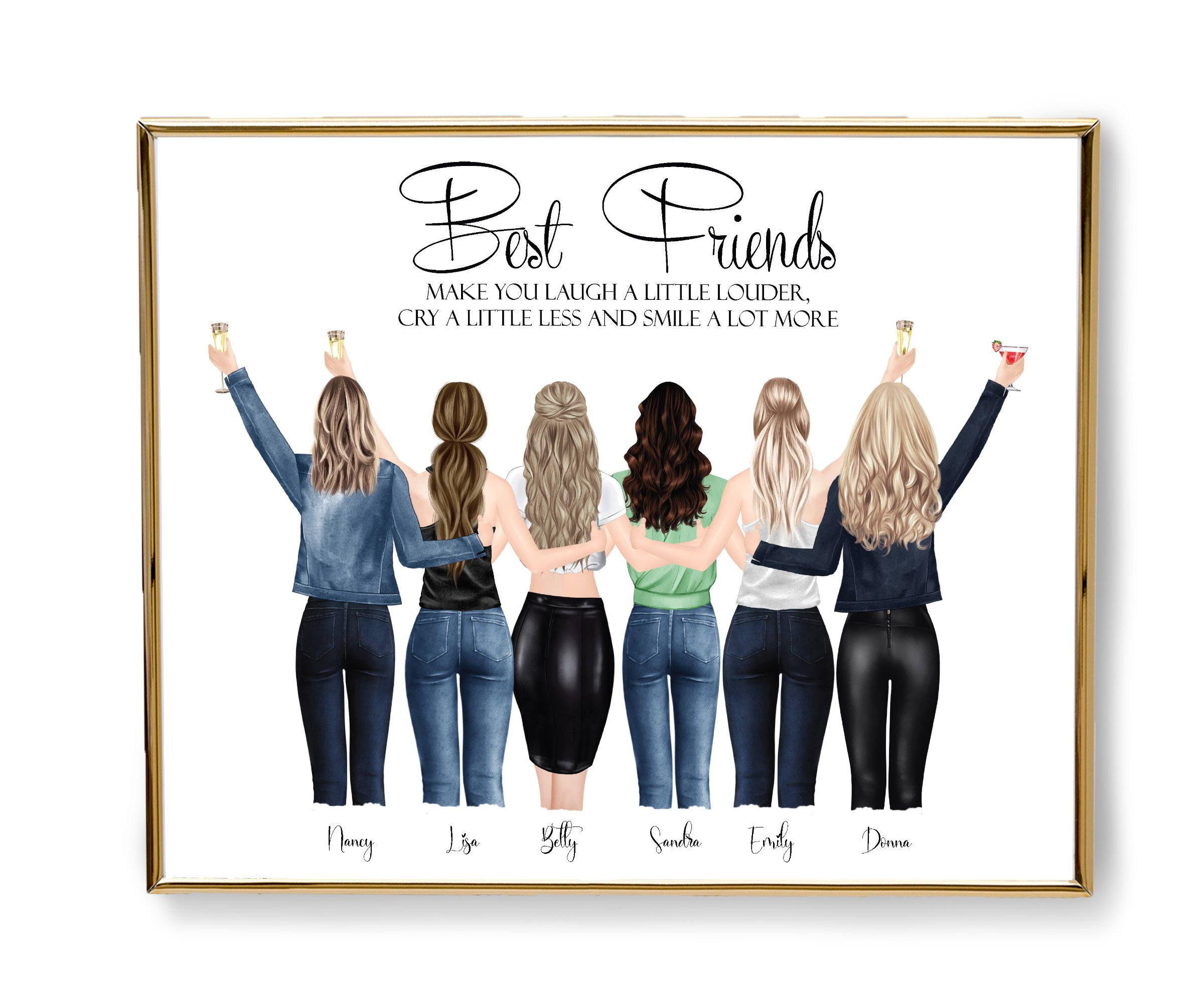 PDF FILE 6 Best Friends Drawing Six Besties Print Friendship | Etsy