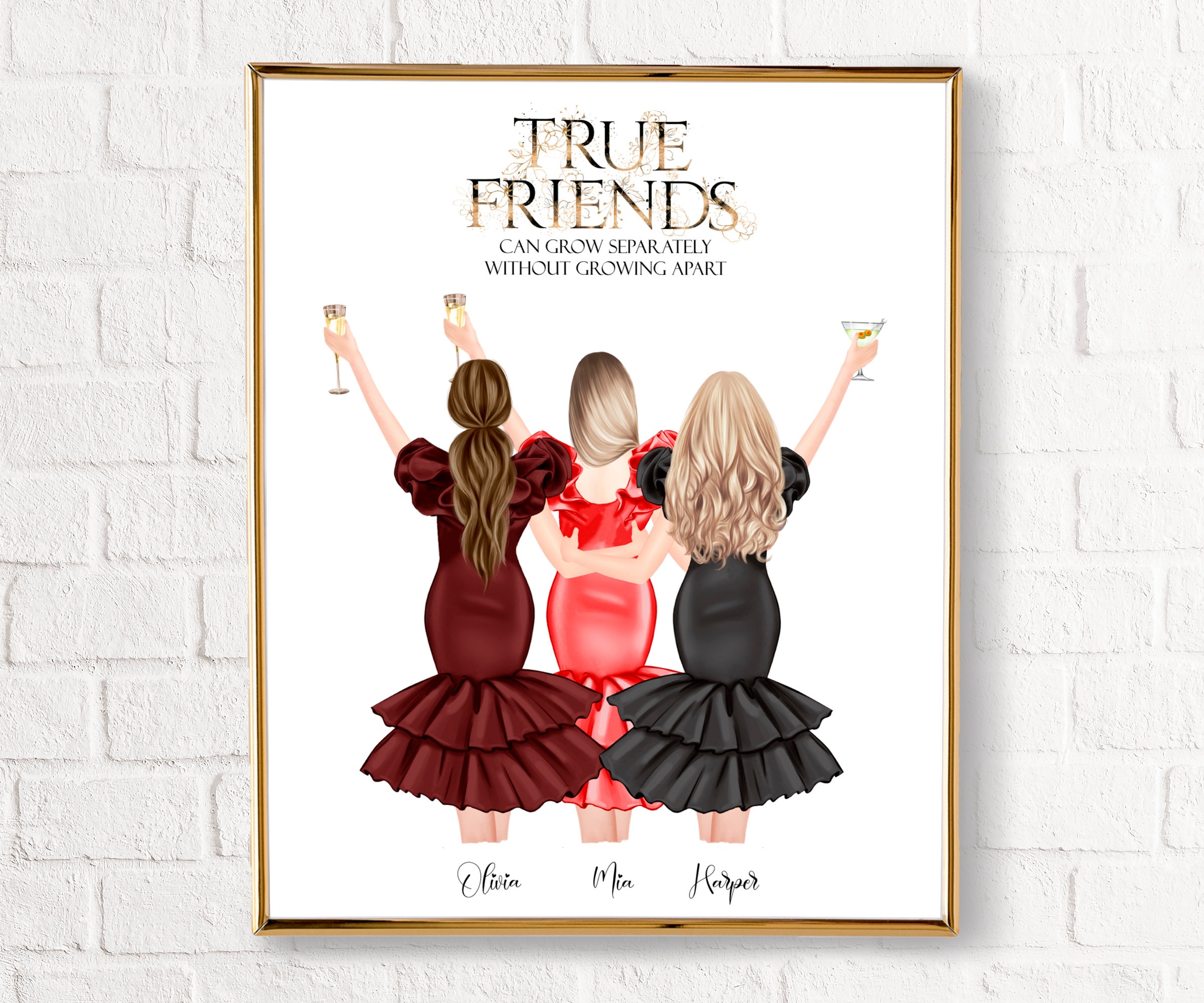 3 Best Friends Print Custom Gift For Three Best Friends Gifts  Etsy