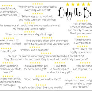 May include: A white background with customer reviews and star ratings. The phrase "Only the Best" is written in a decorative font. Reviews highlight positive experiences, including quality, service, and satisfaction.