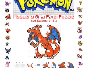 Pokemon Mystery Grid Pixel Puzzle - Red Edition