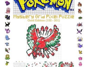 Pokemon Mystery Grid Pixel Puzzle - Gold Edition