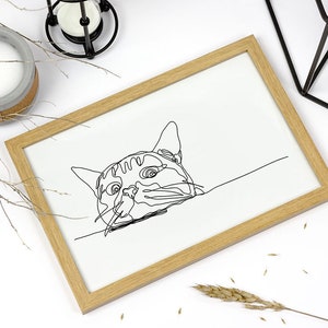 Funny cat peeking with curious loveliness Print, printable Wall Art, Continuous line, Minimalistic Poster,Printable Art, Home Decor
