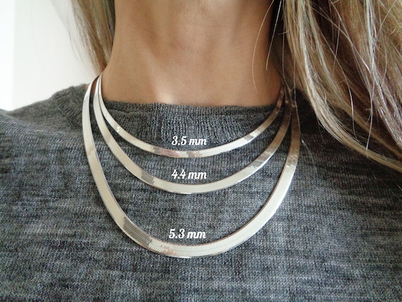 Herringbone Chain Necklace in Sterling Silver