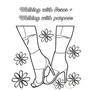 COLORING PAGE - Digital and Printable Download - Walk with Jesus walk with purpose