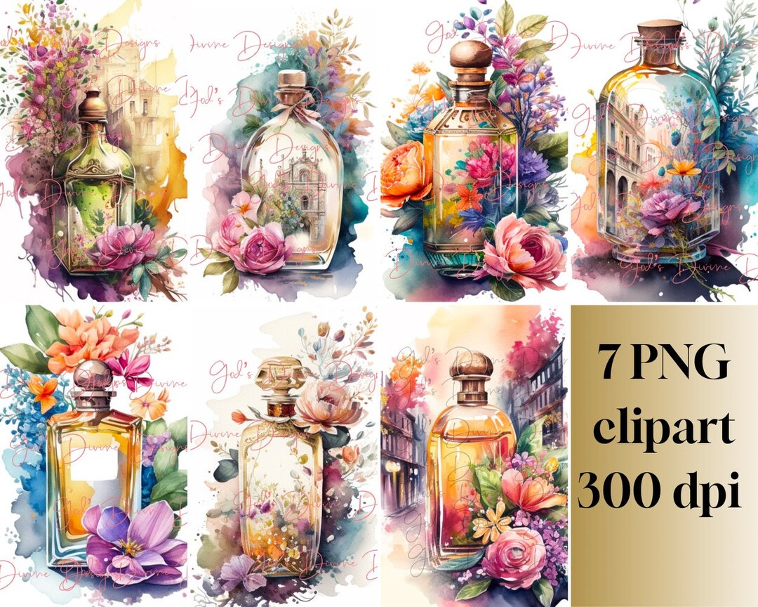 Instant Download , Watercolor Perfume Bottles , PNG ,clip Art ...