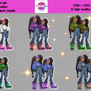 School Girls Fashion Digi Doll Clipart Bundle - Premium PNG Digital Stickers for Personal & Commercial Use/ Good Notes Planner