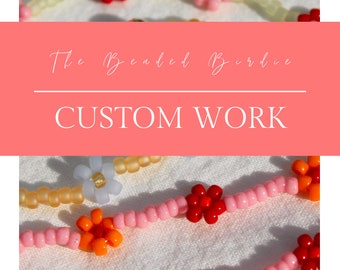Custom Work: Isabella M., Custom Seed Bead Daisy Chain Necklace, Pastel Rainbow, Summer Necklace, Handmade Jewelry, Choker Necklace,