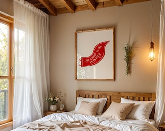 Joy Comes in the Morning College Flag Christian Modern Bold Red Digital Design Art