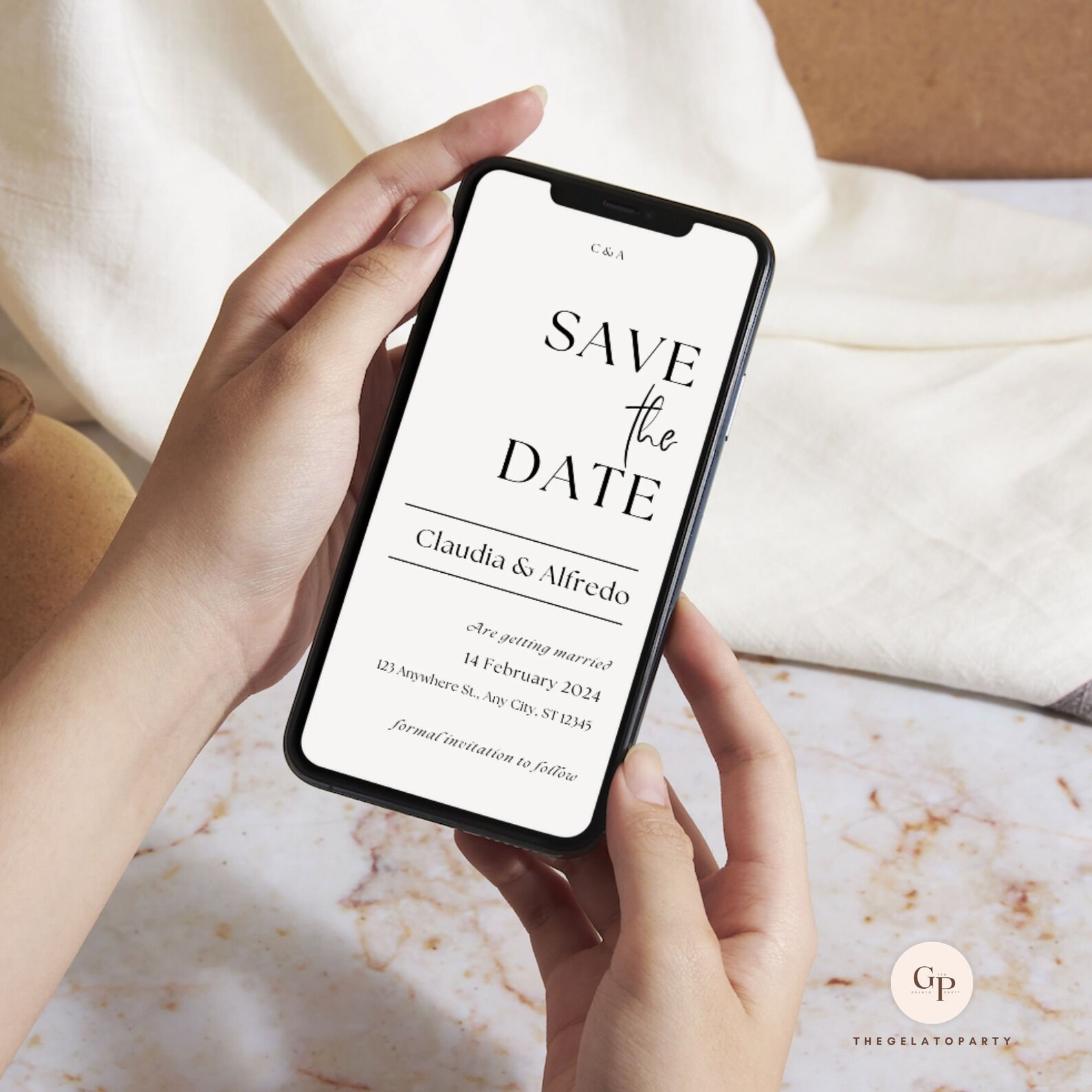 EDITABLE Electronic Save the Date Template, Minimalist Digital Save the