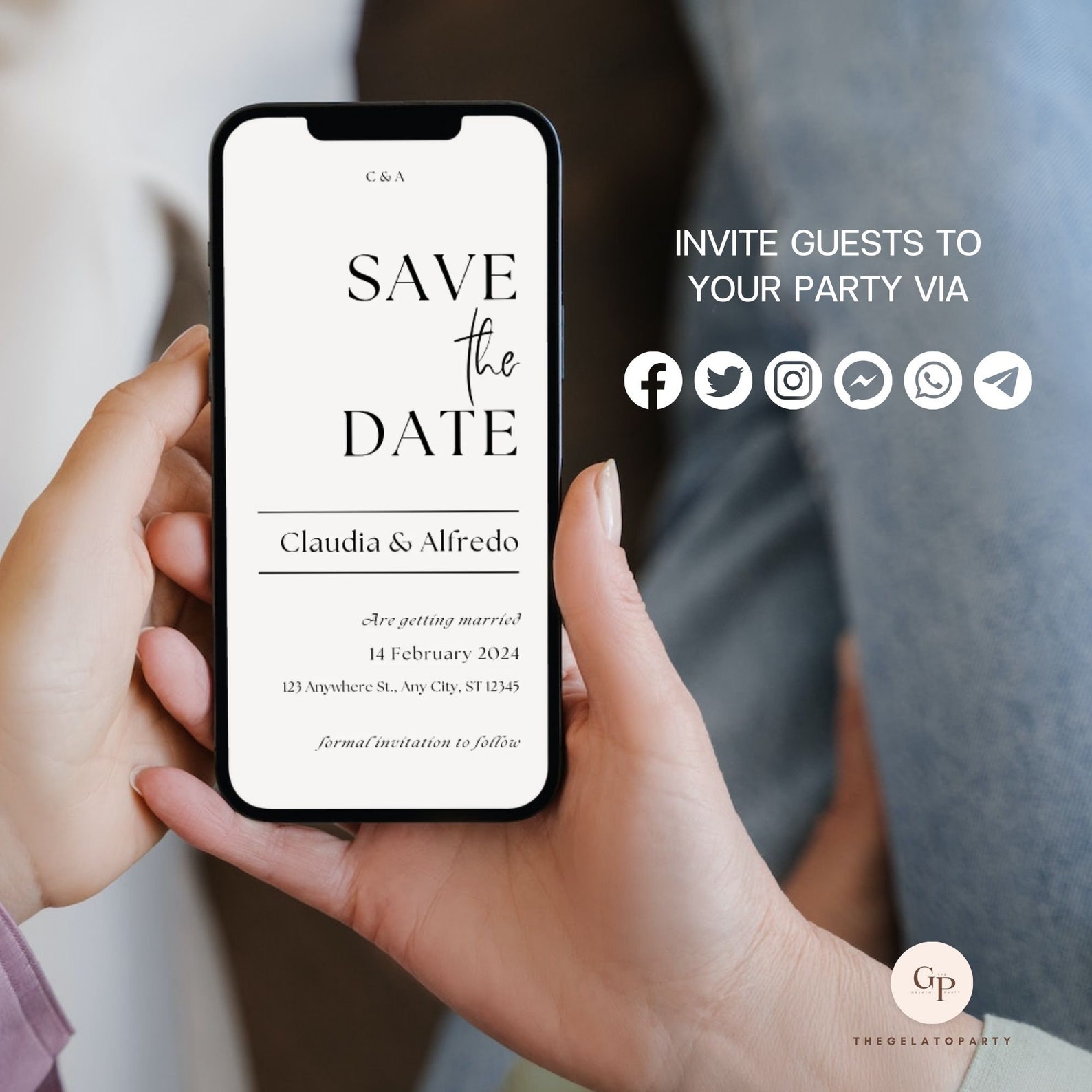 EDITABLE Electronic Save the Date Template, Minimalist Digital Save the ...