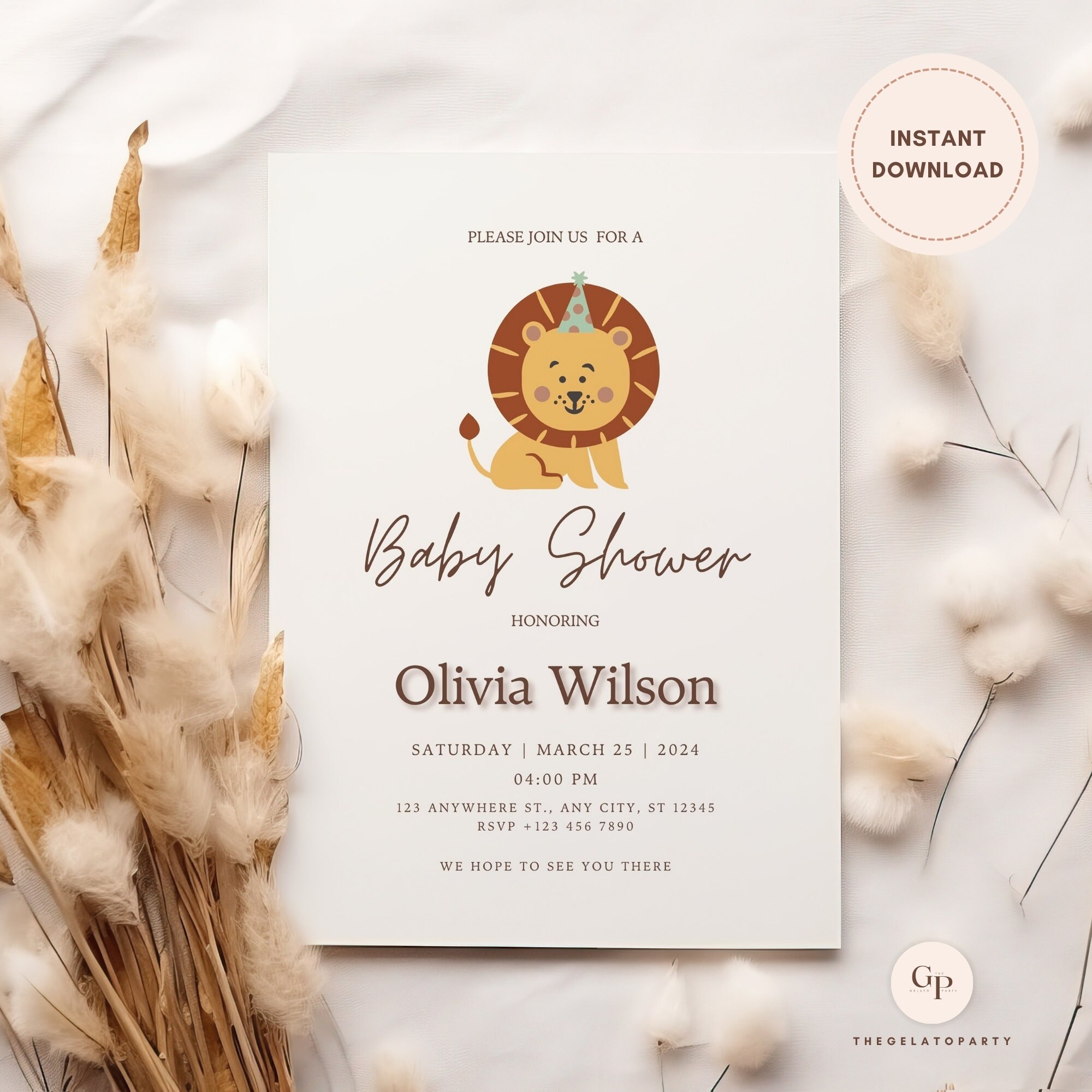 Editable Lion Baby Shower Invitation Baby Shower Invite Baby Shower ...