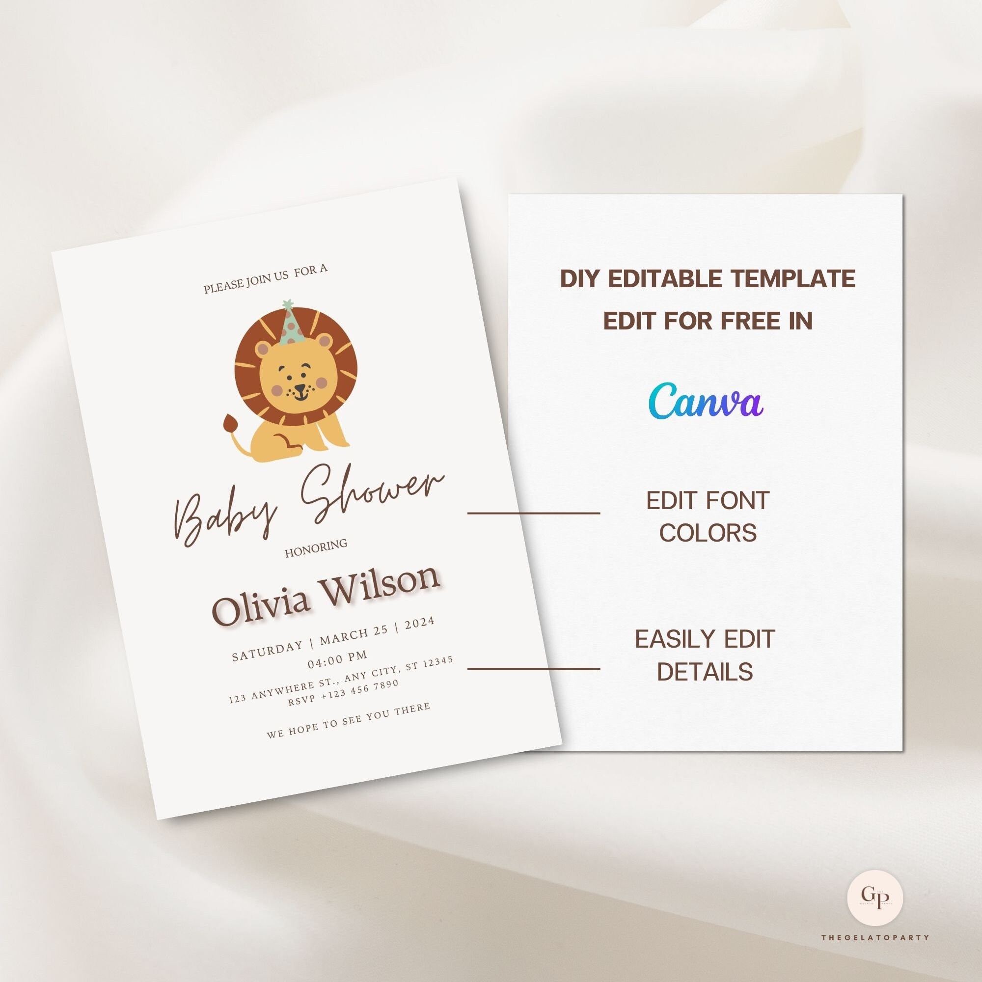 Editable Lion Baby Shower Invitation Baby Shower Invite Baby Shower ...