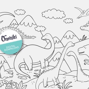 Dinosaur Coloring Page | Printable Fantasy Art for Kids | Dinosaurs | A4 and 8 x 10-inch Digital Download
