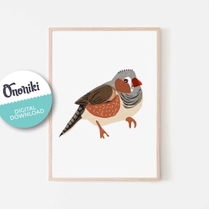 Exquisite Illustrated Zebra Finch for Bird Lovers Digital Download - Perfect for Home Decor and Crafting Projects