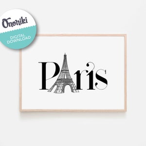 Paris Art, Printable Wall Art, paris text,  Art, Home Decor, print, black and white, bedroom wall art, paris decor, minimalist decor, eiffel