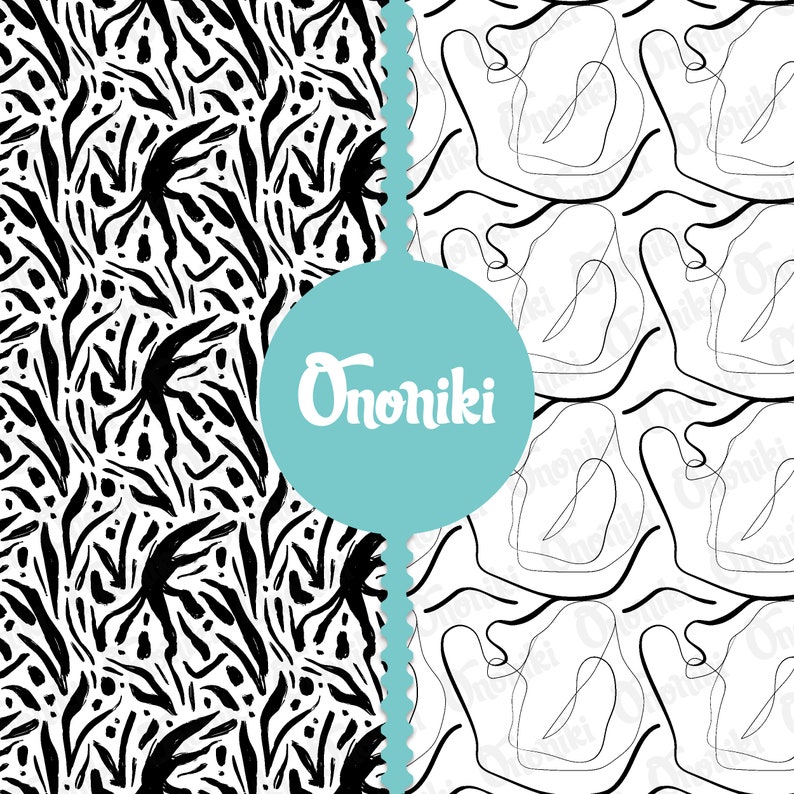 Black and White Seamless Digital Papers, Abstract Geometric Patterns in ...