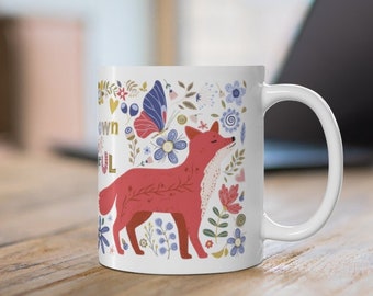 Nordic Mug Norwegian Folk Art Red Fox Lover Cottagecore Mugs Hygge Gift Woodland Creatures Cottagecore Gifts Cottage Core Grandmacore