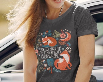 Cute Fox Shirt Cottagecore Clothing Red Fox Norwegian Folk Art For Fox Sake Fairy Core Cottagecore Fashion Cottagecore Shirt Grandmacore